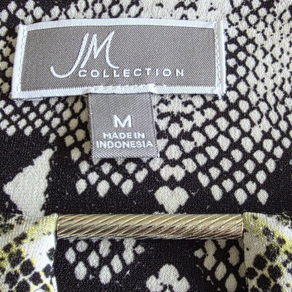 JM Collection Tunic Top Women M Multicolor 3/4 Sleeve V Neck Geo Snake Print 90s - Picture 3 of 14